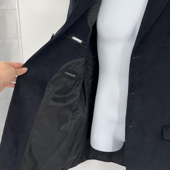 Vtg Concrete Corduroy Mens Blazer Sz 42 Navy 3 Button Pinwhale Preppy Retro 90s - Picture 9 of 12